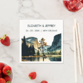 ヨセミテ結婚国立公園の水彩画 スタンダードカクテルナプキン (インサイチュ)