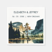 ヨセミテ結婚国立公園の水彩画 スタンダードカクテルナプキン (正面)