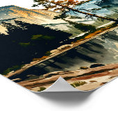 ヨセミテ結婚国立公園の水彩画 ポスター (角)