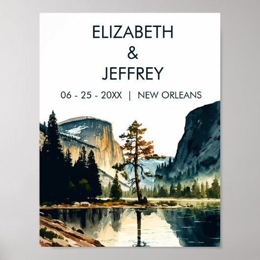 ヨセミテ結婚国立公園の水彩画 ポスター (正面)
