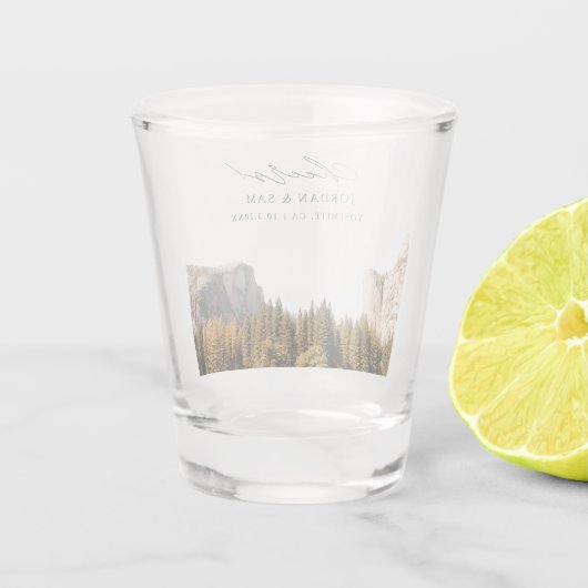 ヨセミテ結婚式の引き出物応援ショットグラス ショットグラス (裏面)