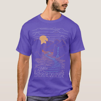 ヨセミテ・リニアデザイン ヨセミテ国立公園 アート Tシャツ