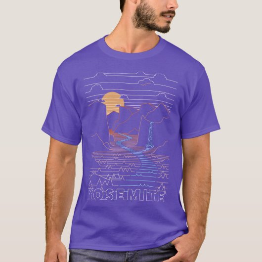 ヨセミテ・リニアデザイン ヨセミテ国立公園 アート Tシャツ (正面)