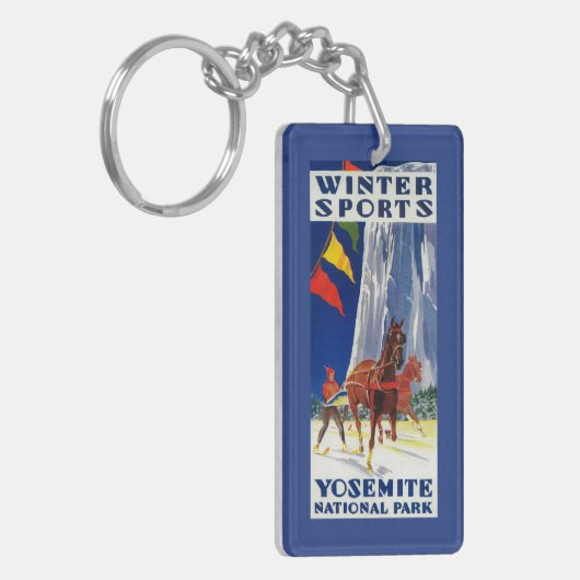 ヨセミテPosterYosemite、カリフォルニアの冬季スポーツ キーホルダー (正面左)