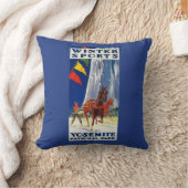 ヨセミテPosterYosemite、カリフォルニアの冬季スポーツ クッション (ブランケット)