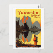 ヨセミテUSAヴィンテージ旅行ポスター復元 ポストカード (正面/裏面)