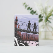 ヨセミテWPAのワオナ揺れ橋のハイカー ポストカード (スタンド正面)