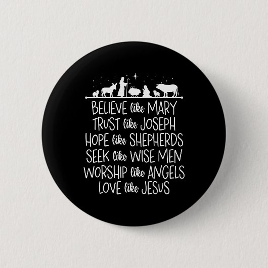 ヨセ信じフのキリストのようにメアリーが信頼祈するように 缶バッジ (正面)