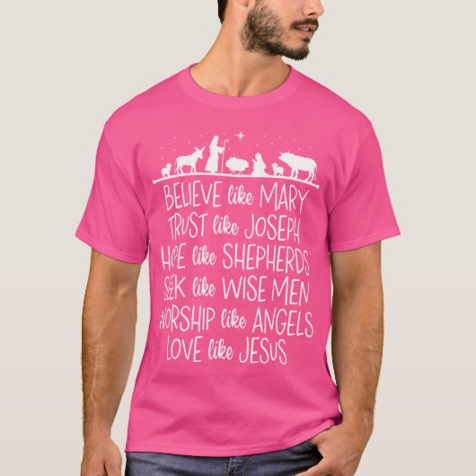 ヨセ信じフのキリストのようにメアリーが信頼祈するように Tシャツ (正面)