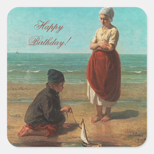 ヨゼフ・イスラエルの海の子たち スクエアシール (正面)