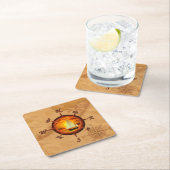 ヨットおよびコンパス面図 スクエアペーパーコースター (インサイチュ)