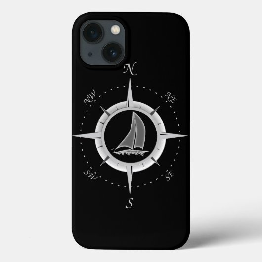 ヨットおよびコンパス面図 Case-Mate iPhoneケース (裏面)
