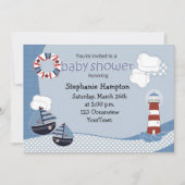 ヨットおよび灯台ベビーシャワーの招待状 招待状 (正面)