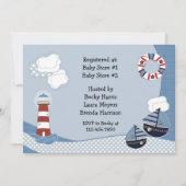 ヨットおよび灯台ベビーシャワーの招待状 招待状 (裏面)