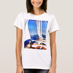 ヨットがセーリングアートを訪れるために土地が作られた Tシャツ