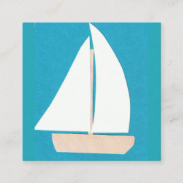 ヨットが付いているターコイズの名刺 スクエア名刺