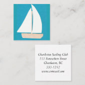 ヨットが付いているターコイズの名刺 スクエア名刺 (正面/裏面)