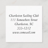 ヨットが付いているターコイズの名刺 スクエア名刺 (裏面)