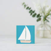 ヨットが付いているターコイズの名刺 スクエア名刺 (スタンド正面)