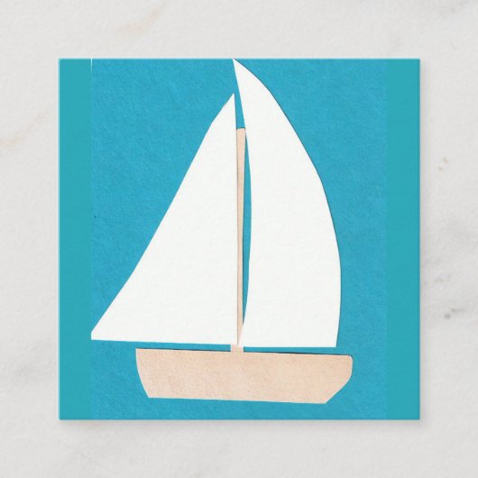 ヨットが付いているターコイズの名刺 スクエア名刺 (正面)