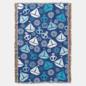 ヨットが付いている漫画パターン スローブランケット (正面縦)