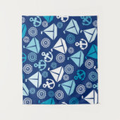 ヨットが付いている漫画パターン タペストリー (正面)