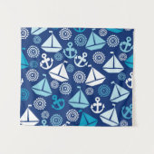 ヨットが付いている漫画パターン タペストリー (正面(横))
