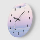 ヨットとのパステル調の海景 ラージ壁時計 (傾斜)