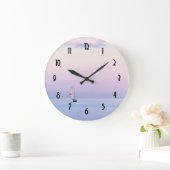 ヨットとのパステル調の海景 ラージ壁時計 (ホーム)