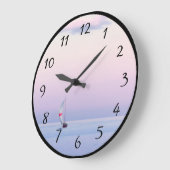 ヨットとのパステル調の海景 ラージ壁時計 (傾斜)