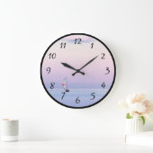 ヨットとのパステル調の海景 ラージ壁時計 (ホーム)