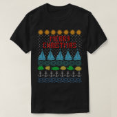 ヨットとセーリング醜いクリスマスフェスティバル海ロー Tシャツ (デザイン正面)