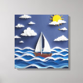 ヨットと太陽 | ペーパーキュリング キャンバスプリント (正面)