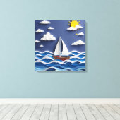 ヨットと太陽 | 和紙細工  キャンバスプリント (インサイチュ (ウッドフロア))