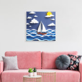 ヨットと太陽 | 和紙細工  キャンバスプリント (インサイチュ (リビング))