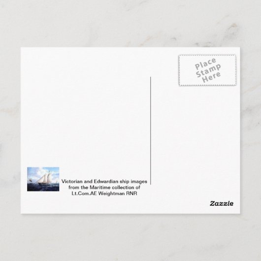 ヨットと小型蒸気船 ポストカード (裏面)