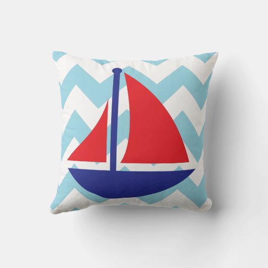 ヨットのシェブロンのアクセントの枕 クッション (裏面)