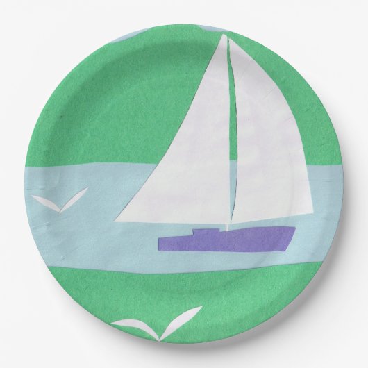 ヨットのデザインの紙皿 ペーパープレート (正面)