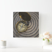 ヨットのデッキの旧式なコンパス スクエア壁時計 (ホーム)