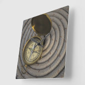 ヨットのデッキの旧式なコンパス スクエア壁時計 (傾斜)