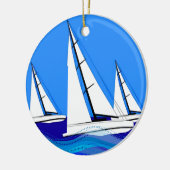 ヨットのトリオ セラミックオーナメント (左)