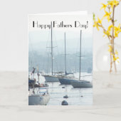 ヨットのボート港の海のビーチの父の日 カード (黄色い花)