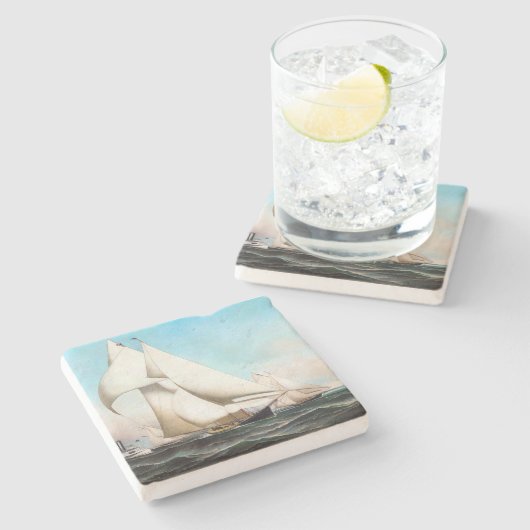 ヨットのヨットの競艇の海の海の石のコースター ストーンコースター (横)