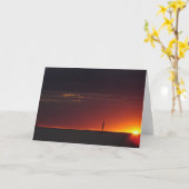 ヨットの日没 カード (黄色い花)