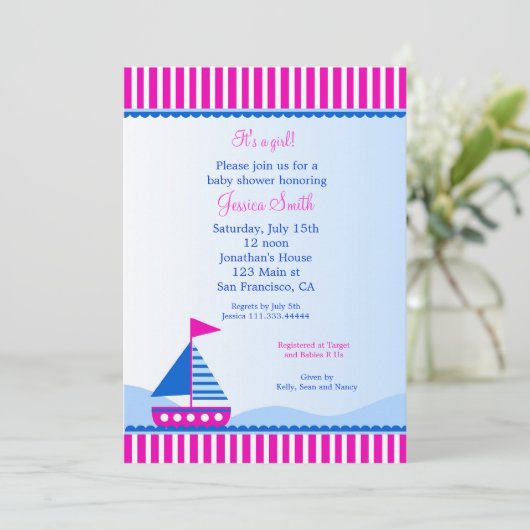 ヨットの航海のなベビーシャワー招待状 招待状 (スタンド正面)