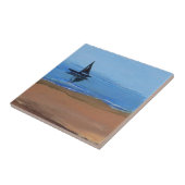 ヨットの航行の反射の海のビーチの芸術 タイル (側面)