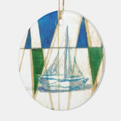 ヨットの航行の水彩画のヴィンテージの一見の芸術 セラミックオーナメント (左)