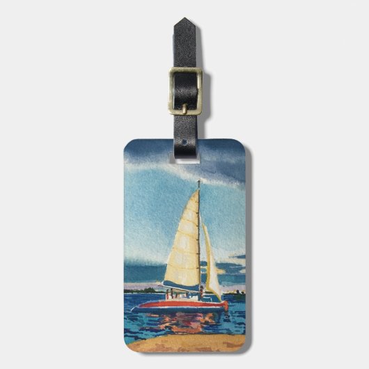 ヨットの荷物のラベルかキーホルダー ラゲッジタグ (正面縦)