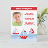 ヨットの誕生日のパーティの招待状 招待状 (スタンド正面)