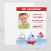 ヨットの誕生日のパーティの招待状 招待状 (正面/裏面)